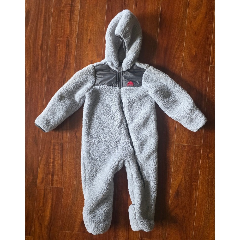 Snozu Baby Grey Sherpa Fleece Hooded Bunting Pram Suit Footed 24M Long Sleeve